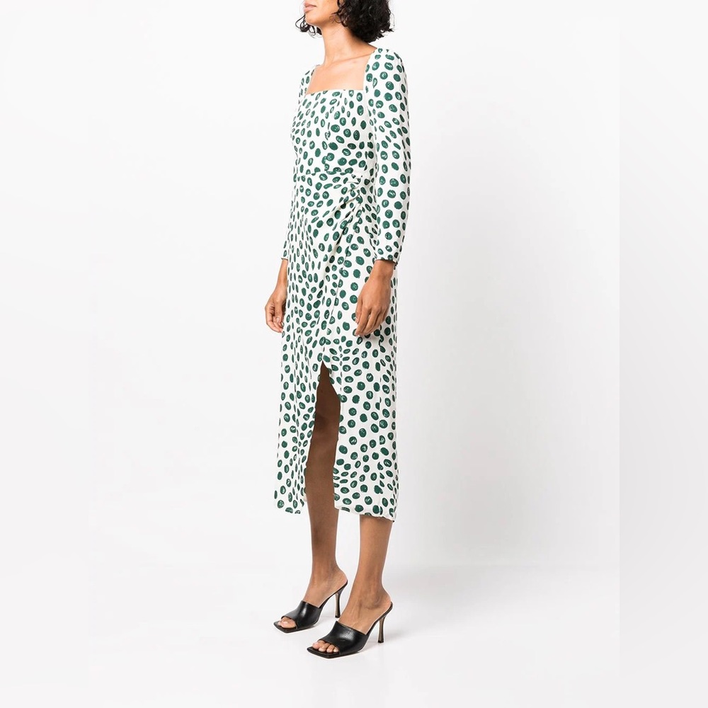 Reformation Hilda dress green and white size 2